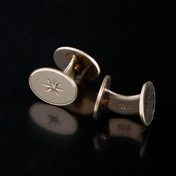Vtg 12K Gold Filled Diamond Cufflinks Made in USA - Picture 1 of 4